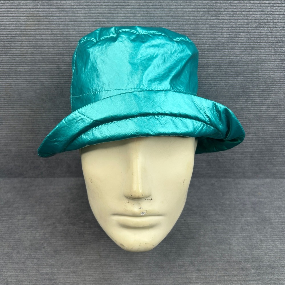 By Anthropologie Metallic Teal Green Quilted Puffer Bucket Hat Y2k RN66170 - Picture 2 of 7